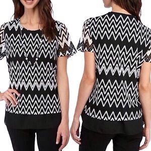 🆕 Alfred Dunner | Lace It Up Chevron Blouse